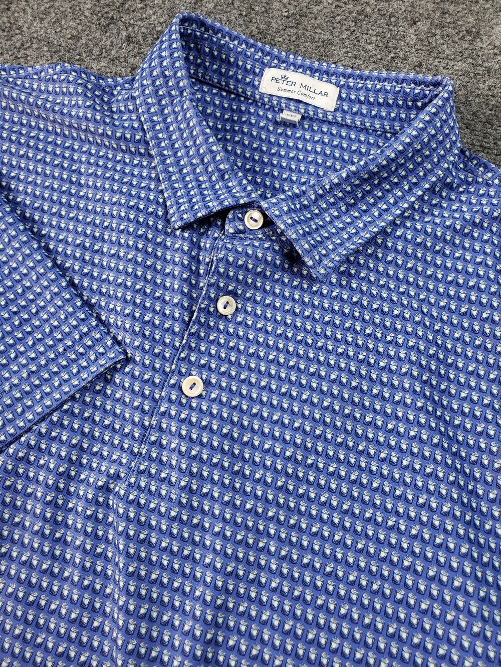 Peter Millar Polo Shirt 2XL Low Ball Cocktail Print Performance Spandex Stretch